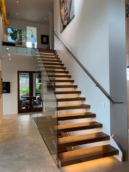 Floating Staircases fabricated and installed by NW Iron Works in the Portland-Vancouver metro