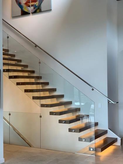 Custom floating staircases built in our Vancouver, WA shop