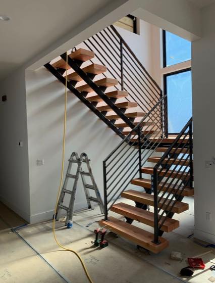 Floating Staircases fabricated and installed by NW Iron Works in the Portland-Vancouver metro