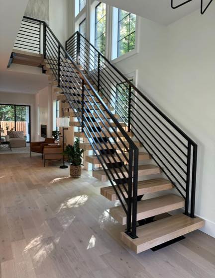 Custom floating staircases built in our Vancouver, WA shop