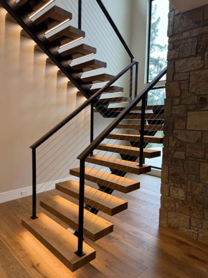 Custom floating staircases built in our Vancouver, WA shop