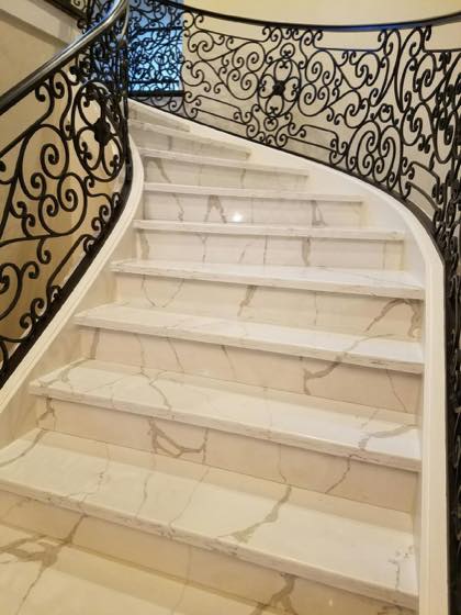 Completed curved & grand stairs for a Clark County home
