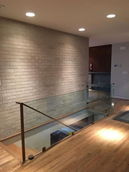 Completed glass railings for a Clark County home