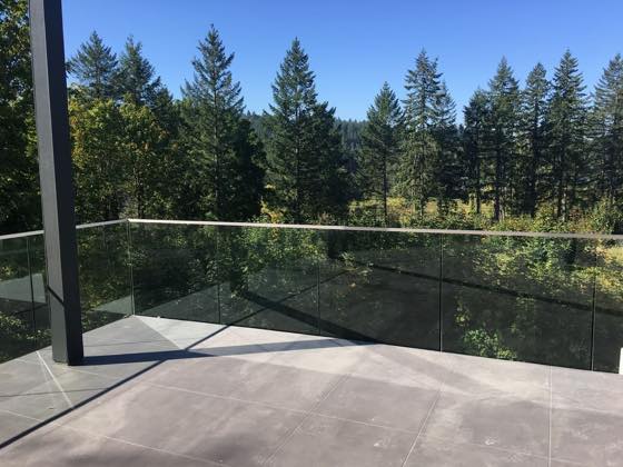 Completed glass railings for a Clark County home